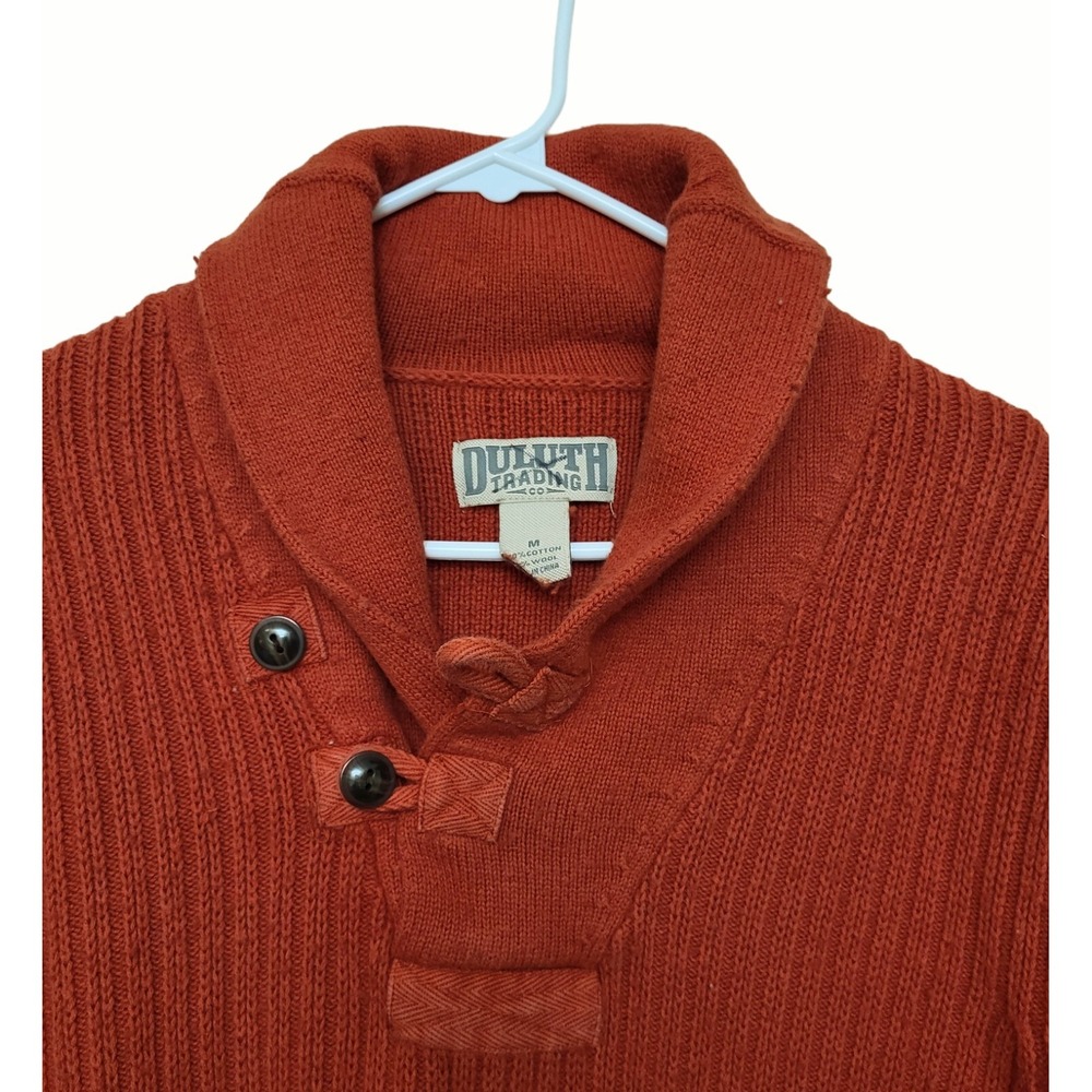 2 Duluth Trading High Neck Infantry Sweaters Men's M Buttoned Collar Sweater - Picture 6 of 7